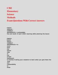 Elementary Science Methods Exam Questions with Answers