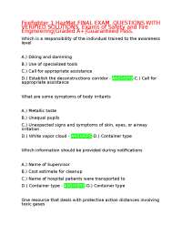 Firefighter 1 HazMat Final Exam: Questions with Verified Solutions