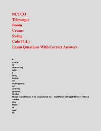 NCCCO Telescopic Boom Crane- Swing Cab(TLL) Exam Questions With Correct Answers