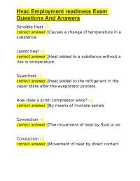 HVAC Employment Readiness Exam: Questions and Answers