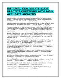 National Real Estate Exam Practice Questions with Answers
