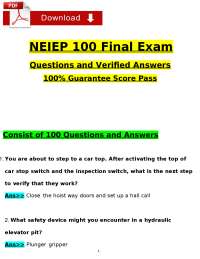 NEIEP 100 Final Exam: Questions and Answers for Elevator Professionals