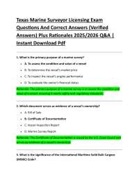 Texas Marine Surveyor Licensing Exam Q&A 2025/2026
