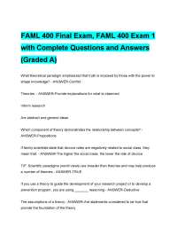 FAML 400 Final Exam and Exam 1: Questions and Answers