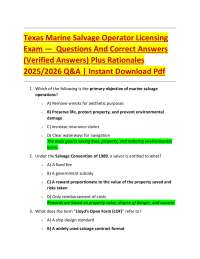 Texas Marine Salvage Operator Licensing Exam: Q&A with Verified Answers