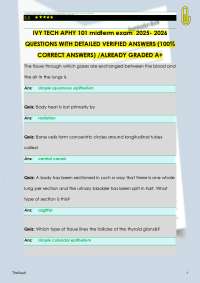 IVY TECH APHY 101 Midterm Exam Fall 2025/2026 Verified Questions USA