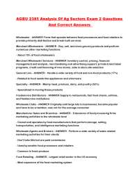 Agricultural Sector Analysis: Exam 2 Q&A