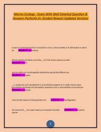 Marine Ecology Exam: Questions and Answers