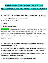 NRNP 6665 Week 6 Midterm Exam Questions and Answers