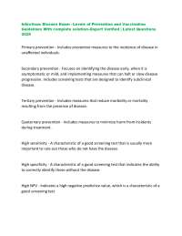 Infectious Disease Prevention and Vaccination Guidelines: Exam Review