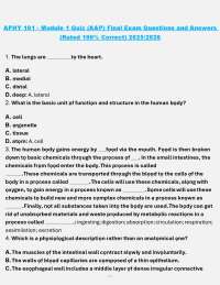 APHY 101 Module 1 Quiz – Final Exam Questions and Answers (Rated 100% Correct) 2025/2026