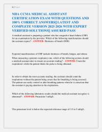 NHA CCMA Medical Assistant Certification Exam: Questions and Answers 2025-2026