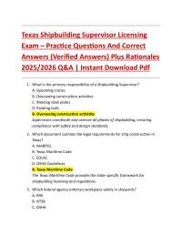 Texas Shipbuilding Supervisor Licensing Exam: Practice Questions and Answers