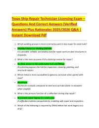 Texas Ship Repair Technician Licensing Exam Q&A 2025/2026