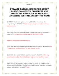 Private Patrol Operator (PPO) Exam Study Guide: Comprehensive Q&A for California