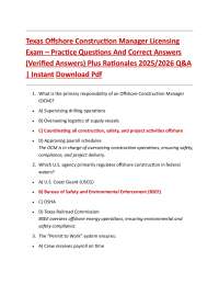 Texas Offshore Construction Manager Licensing Exam Practice Questions
