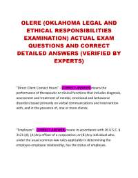 OLERE Exam Questions and Answers: Legal and Ethical Responsibilities