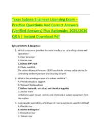 Subsea Engineer Licensing Exam: Practice Questions and Answers