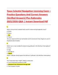 Celestial Navigation Licensing Exam Practice Questions with Verified Answers