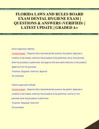 Florida Dental Hygiene Exam Questions and Answers
