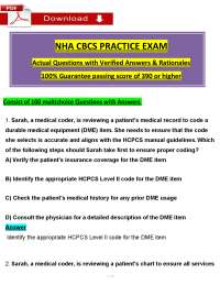 NHA CBCS Practice Exam: Questions and Verified Answers