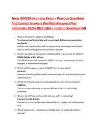 Texas GMDSS Licensing Exam Practice Questions and Answers 2025/2026