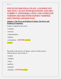 STS 1010 Final Exam: Questions and Answers (Clemson University)