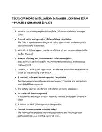 Texas Offshore Installation Manager Licensing Exam Practice Questions