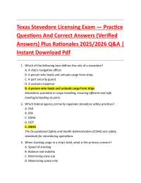 Texas Stevedore Licensing Exam: Practice Questions and Answers 2025/2026