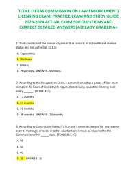 TCOLE Licensing Exam Practice Questions and Study Guide 2023-2024