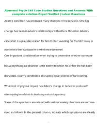 Abnormal Psych Ch5 Case Studies Questions and Answers With complete solution–Expert Verif