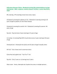Infectious Disease Exam - Health Screening Recommendations by Age and Gender With comple
