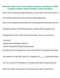 Abnormal Psych Ch13 Case Studies Questions and Answers With complete solution–Expert Veri