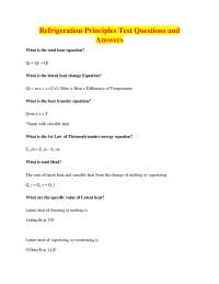 Refrigeration Principles: Test Questions and Answers