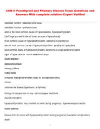 CAM II Parathyroid and Pituitary Disease Exam Questions and Answers With complete solutio
