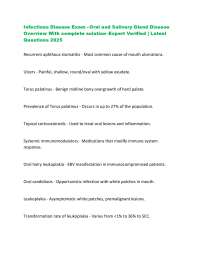 Infectious Disease Exam - Oral and Salivary Gland Disease Overview With complete solution