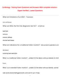 Cardiology - Testing Exam Questions and Answers With complete solution Expert Verified | L