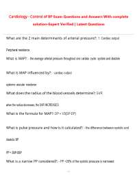 Cardiology - Control of BP Exam Questions and Answers With complete solution–Expert Verif