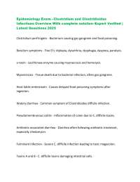 Epidemiology Exam - Clostridium and Clostridioides Infections Overview With complete solu