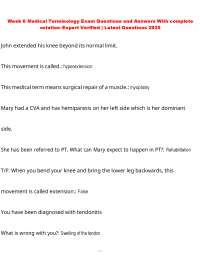 Week 7 - Medical Terminology Exam Questions and Answers With complete solution–Expert Ver
