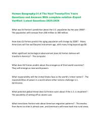Human Geography-31.4 The Next Twenty-Five Years Questions and Answers With complete solut