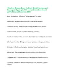 Infectious Disease Exam - Salivary Gland Disorders and Esophageal Dysphagia With complete