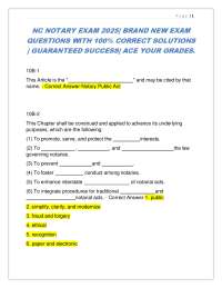 NC Notary Exam Prep 2025: Questions and Correct Solutions