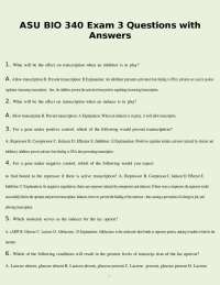 ASU BIO 340 Exam 3: Questions and Answers