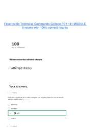 PSY 141 Module 5 Quiz with Correct Answers - Fayetteville Tech