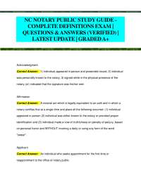 NC Notary Public Study Guide: Definitions, Questions & Answers