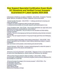 Peer Support Specialist Certification Exam Study 101 Questions and Verified Correct Answer