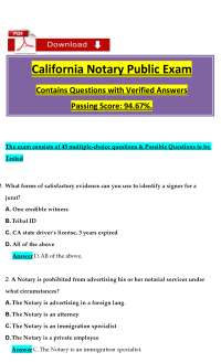 California Notary Public Exam Questions and Verified Answers