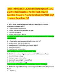 Texas LPC Licensing Exam Practice Questions with Rationales