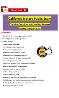 California Notary Public Exam Practice Questions and Answers